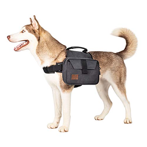 OneTigris Hoppy Camper 2,0 Mochila para perros, camping, senderismo, desgarros, mochila para perros de tamaño M/L, embalaje reutilizable (L, negro)