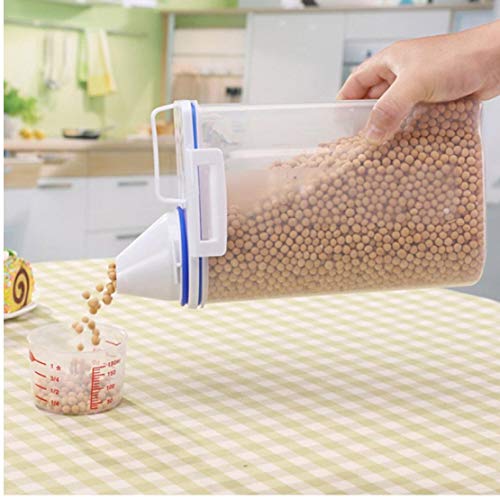 Onsinic 1pcs 2L plástico Dispensador de Cereales Caja de Almacenamiento de la Cocina de arroz Grano del envase Bonito Juguete para Mascotas