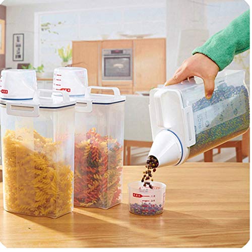 Onsinic 1pcs 2L plástico Dispensador de Cereales Caja de Almacenamiento de la Cocina de arroz Grano del envase Bonito Juguete para Mascotas