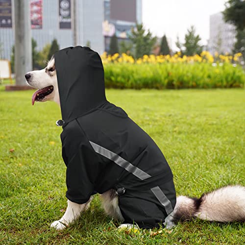 Oslueidy Chubasquero Dog Poncho Impermeable para la Lluvia para Perros Tiras Reflectantes Seguras Chaqueta Impermeable Ajustable por Grandes Pequeños Medianos Gatos Perros (Negro, S)