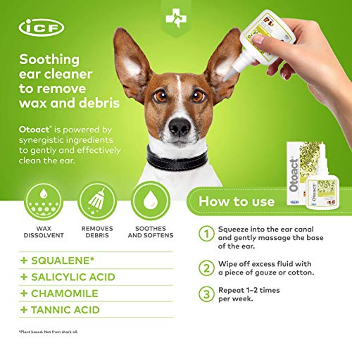 Otoact Solución Limpiadora de oídos para perros y gatos - Gotas limpiadoras de oídos para perros, que eliminan la cera y el olor - 100ml
