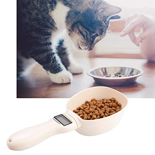 Oumefar Báscula de Comida para Mascotas, Cuchara de medición de Comida para Mascotas electrónica portátil, balanza de Cocina, Cuchara de medición precisa de Comida para Mascotas