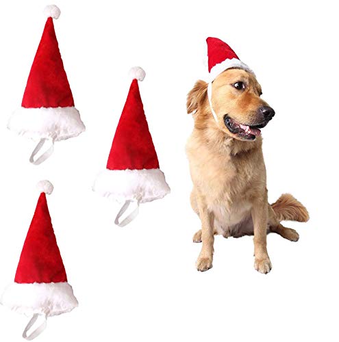 Pack 3 Gorros Pequeños de Papá Noel para Perros y Gatos Disfraz de Navidad de Mascotas
