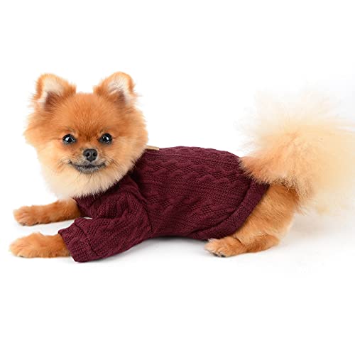 PAIDEFUL Jersey Cálido de Punto para Perros Suéteres de Chihuahua Jersey de Tejido de Orejas de Trigo a la Moda Ropa de Invierno para Cachorros Mascotas Pequeñas Gatos Otoño Clima Frío Rojo S