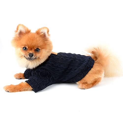 PAIDEFUL Jersey Cálido de Punto para Perros Suéteres de Chihuahua Jersey de Tejido de Orejas de Trigo a la Moda Ropa de Invierno para Cachorros Mascotas Pequeñas Gatos Otoño Clima Frío Azul Oscuro M