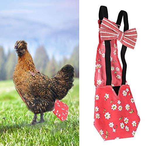 Pañal de pollo lavable reutilizable aves de corral pañales de moda para gallina de ganso pato gallina pollo paloma (rojo L)