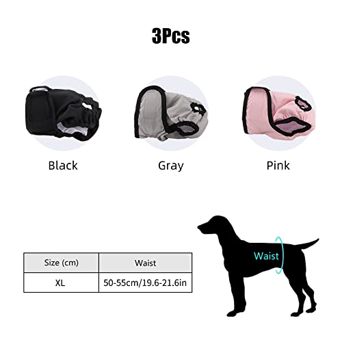 Pañales Lavables para Perros,3 Pcs Pañales para Perros Pañales Ajustables para Perros Pañales Reutilizables para Perras Pantalones de Pañales para Perros para Varios Tipos de Perros Domésticos (XL)