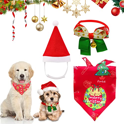Pañuelo Bufanda de Mascota Navidad, Baberos Lavables de Perros Gatos, Bandanas Navideñas para Mascotas, es Adecuado para Todos los Perros, Gatos y Otras Mascotas (3 Piezas)