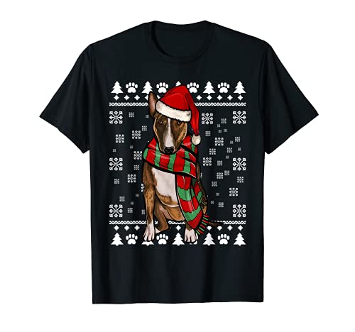 Papá Noel Navidad Miniature Bull Terrier Ugly Christmas Camiseta