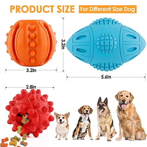 Paquete de 3 juguetes de pelota de perro, juguete de perro de fútbol chirriante, juguete de perro dispensador, juguete interactivo para perros pequeños, medianos y grandes