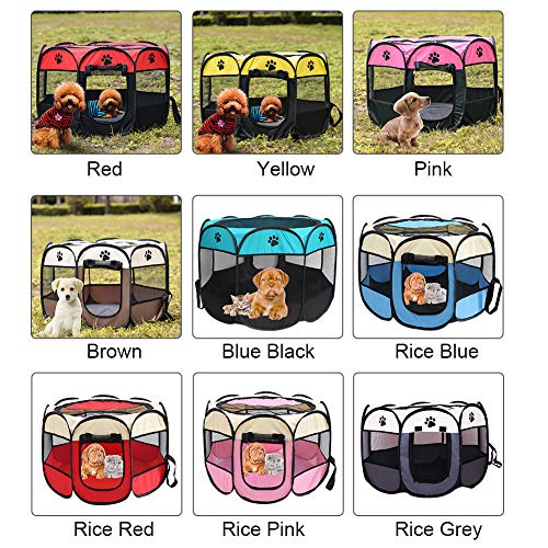 Parque infantil para mascotas - Tienda plegable para mascotas Oxford Cloth Portátil Impermeable Resistente a los arañazos Octogonal Plegable Parques para perros para viajes Uso en interiores al aire