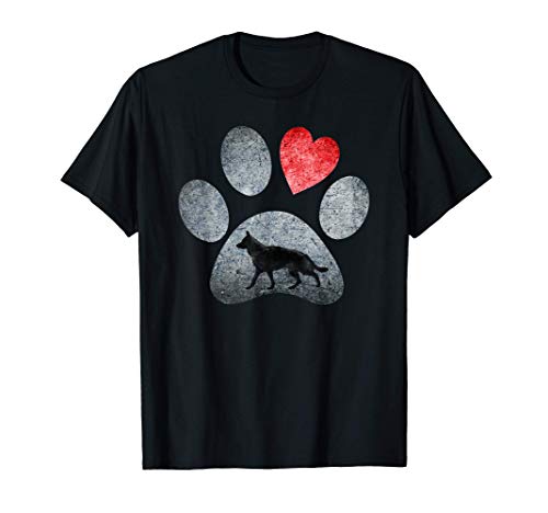 Pastor Alemán Paws Dog Lovers Regalo de corazón rojo Camiseta