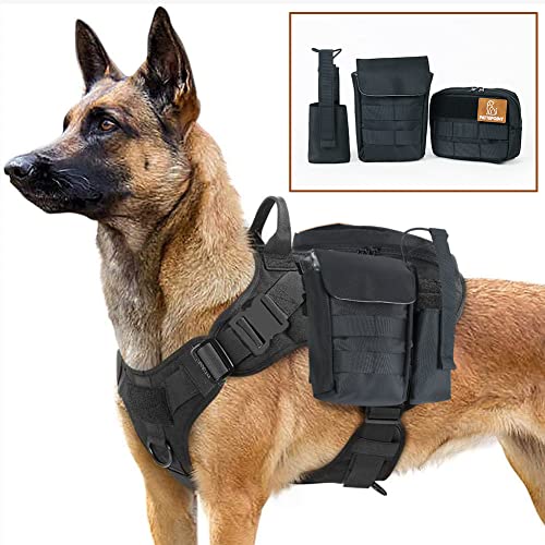 Pattepoint Mochila de Accesorios Adicional Dog Harness Bag para Sistema MOLLE, para Arnés Táctico para Perros, Bolsas Laterales para Arnés Perros Grandes - Negro