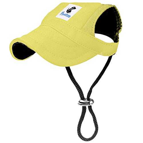 Pawaboo Gorra de Béisbol del Perro Gato,Ajustable Perro de Deporte al Aire Libre de Protección del Sol Sombrero de Béisbol Tapa Visera, Talla M, Amarillo
