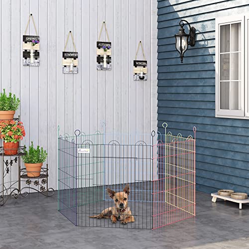 Pawhut Parque de Juegos para Mascotas Jaula Plegable para Perros de 6 Paneles para Jardín Patio Exterior Ø120x66 cm Multicolor