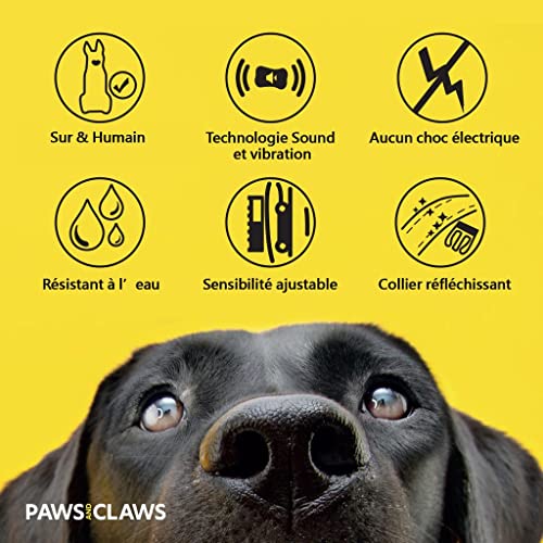 Paws & Claws Collares de perro 2 en 1 anti ladridos para detener el exceso de ladridos de perro para cualquier raza (rojo, azul y blanco)