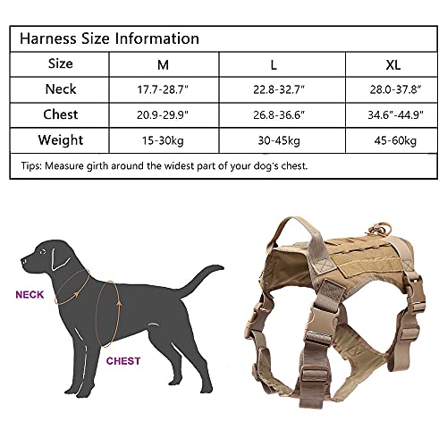 pawstrip Arnés de perro táctico para entrenamiento militar Molle chaleco para caza al aire libre, ropa de patrulla ajustable para perros medianos y grandes