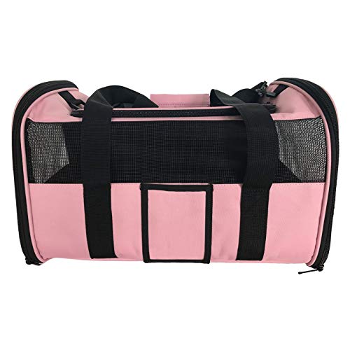 pawstrip Bolsa transportadora portátil para perros y gatos, plegable, ligera, aprobada, con alfombrilla suave extraíble y malla transpirable (rosa)