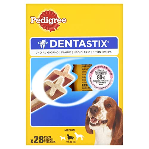 PEDIGREE Pack de 28 Dentastix de Uso Diario para La Limpieza Dental de Perros Medianos 784 g - Pack de 4