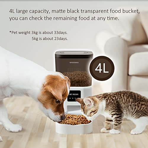 PEDOMUS WiFi Comedero Gato Automatico, App Control 4L Comedero Automatico, Dispensador de Alimentación Automático Perros y Gatos