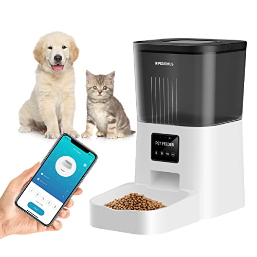PEDOMUS WiFi Comedero Gato Automatico, App Control 4L Comedero Automatico, Dispensador de Alimentación Automático Perros y Gatos
