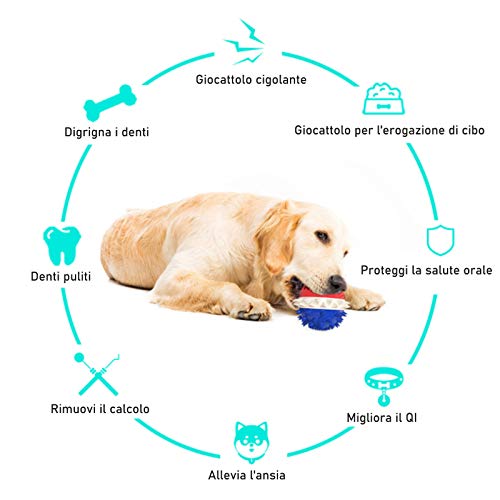 Pelota para perros, pelota para masticar perros, pelota para limpiar los dientes de perros, pelota para limpiar los dientes de perros, dispensador de alimentos, mejora el QI interactivo y resistente