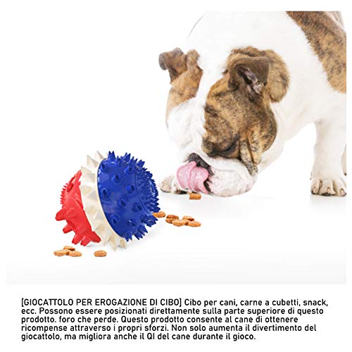 Pelota para perros, pelota para masticar perros, pelota para limpiar los dientes de perros, pelota para limpiar los dientes de perros, dispensador de alimentos, mejora el QI interactivo y resistente