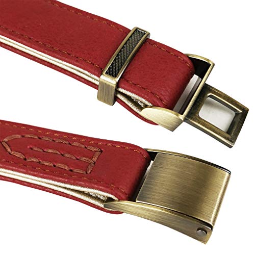 Penivo Collares de Cuero para Perros Grandes Hebilla de Metal Mascotas de Lujo Perros pequeños pequeños Collar clásico básico Ajustable (M (29cm-43cm), Rojo)