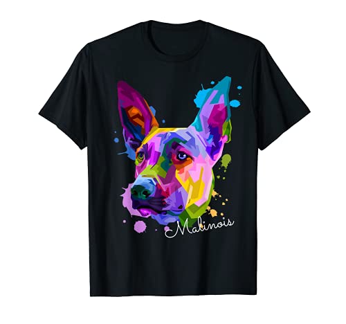 Perro Colorido Malinois Motivo Idea Dueños de Perros Camiseta