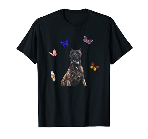 Perro de Presa Canario con las mariposas Camiseta