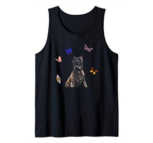 Perro de Presa Canario con las mariposas Camiseta sin Mangas