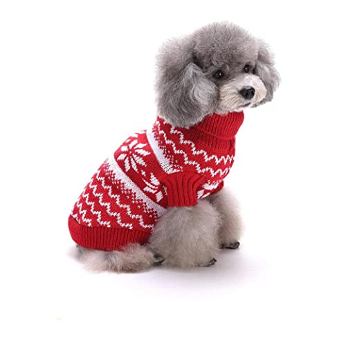 Perros Mascotas Jerseys Navidad Chaqueta Perro Linda Perro Hecho Punto Abrigo con Patrón Copos Nieve para Perrito Pet