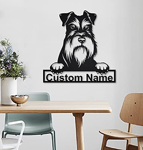 Personalizado del cartel del de madera del perro del Schnauzer miniatura | Letrero de de madera Schnauzer miniatura personalizado | Animal divertido | Regalo del día del padre | Regalo de mascotas