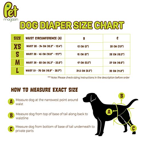 PET MAGASIN Pañales Reutilizables para Perros [Paquete de 3] Pañales Sanitarios para Mascotas, Altamente absorbentes, Lavables a máquina y ecológicos (Solid, M)