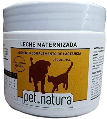 Pet Natura Leche Maternizada Complemento Lactancia Perros Cachorros y Gatos Gatitos, Bote 500 gr