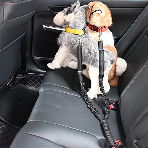 PET portátiles necesidades y herramientas portátil Cinturón de seguridad for automóvil de doble cabeza reflectante Cinturón de seguridad ajustable Cinturón de viaje Elástico for 2 perros Adecuado para