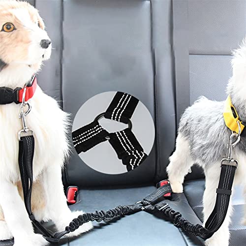 PET portátiles necesidades y herramientas portátil Cinturón de seguridad for automóvil de doble cabeza reflectante Cinturón de seguridad ajustable Cinturón de viaje Elástico for 2 perros Adecuado para