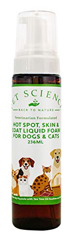 Pet Science - Hot Spot Skin y Coat Liquid Foam, alivia el picor de la piel de todos los perros y gatos (236 ml)