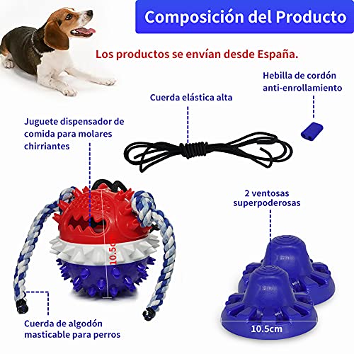 Petaccom Juguete para Perros Resistentes con Ventosas, Juguete Molar Interactivo para Perros, Juguete Masticable para Mascotas, Limpieza de Dientes, Dispensador de Comida para Perros