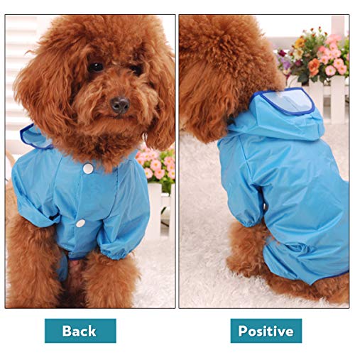 PETCUTE Chubasquero para Perros Chaqueta Impermeable para Mascota Ropa Chubasqueros con Capucha para Pequeño Perros Azul M