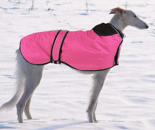 Pethiy Abrigo de Invierno Impermeable para Perro Galgo, con Forro Polar cálido y Bandas Ajustables, Térmico Chaquetas Ideal para Uso al Aire Libre, Perros medianos y Grandes-Rosa-XL