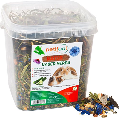 petifool Herba 430 g – Alimento Completo para roedores – Alimento para Conejos y cobayas – sin aditivos Artificiales – 100 % Natural – alimento Adecuado para Las Especies
