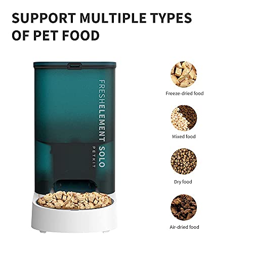 PETKIT Comedero automático para gatos compatible con wifi con control de porciones, compatible con alimentos liofilizados para animales, diseño de doble fuente de energía (verde)