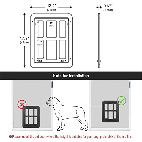 PETLESO Puerta para mosquitera, puerta para perros y gatos, fácil instalación para gatos y perros (35 cm x 45,5 cm)