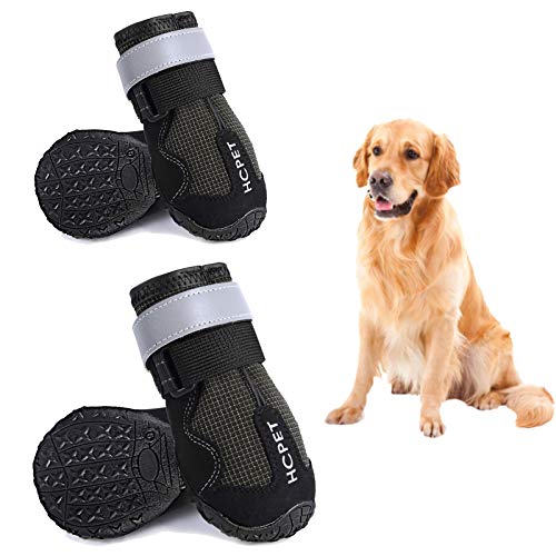 Petotw Zapatos Impermeables para Perros Botas Antideslizantes para Perros Protector de Pata con Tira Reflectante Botas para Perros Medios y Grandes 4 Piezas (XXXL, Negro, 8#)