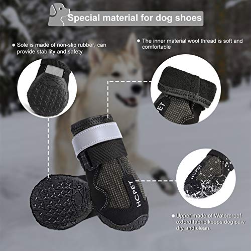 Petotw Zapatos Impermeables para Perros Botas Antideslizantes para Perros Protector de Pata con Tira Reflectante Botas para Perros Medios y Grandes 4 Piezas (XXXL, Negro, 8#)