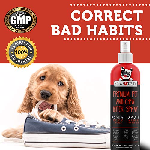 Pets Are Kids Too Spray Anti Chew para adiestramiento de Perros: Aerosol Amargo para no Masticar y Disuasivo de Mascotas para Perros y Gatos (1 Botella)