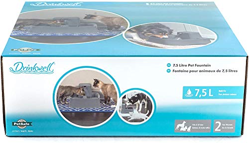 Petsafe Drinkwell 7.5 Litros - Fuente De Agua Para Perros y Gatos, Bebedero Automático y con Chorro de Agua Ajustable - Fácil De Limpiar - Filtro Incluido