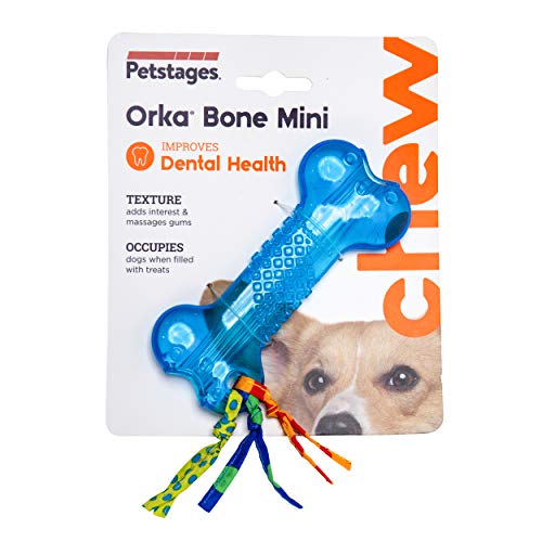 Petstages Orka Mini Bone - Juguete con forma de hueso para perros - Para morder - Azul real