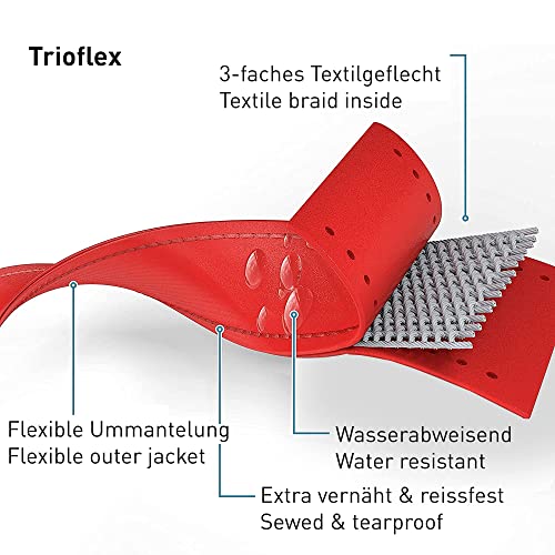 PetTec Trioflex Collar para Perros - para Cachorros Pequeños, Medianos y Grandes - Acolchados para Perros Grandes - Fuerte e Impermeable - Trenza Textil, Costura Reforzada, Hebilla Doble (Rojo)